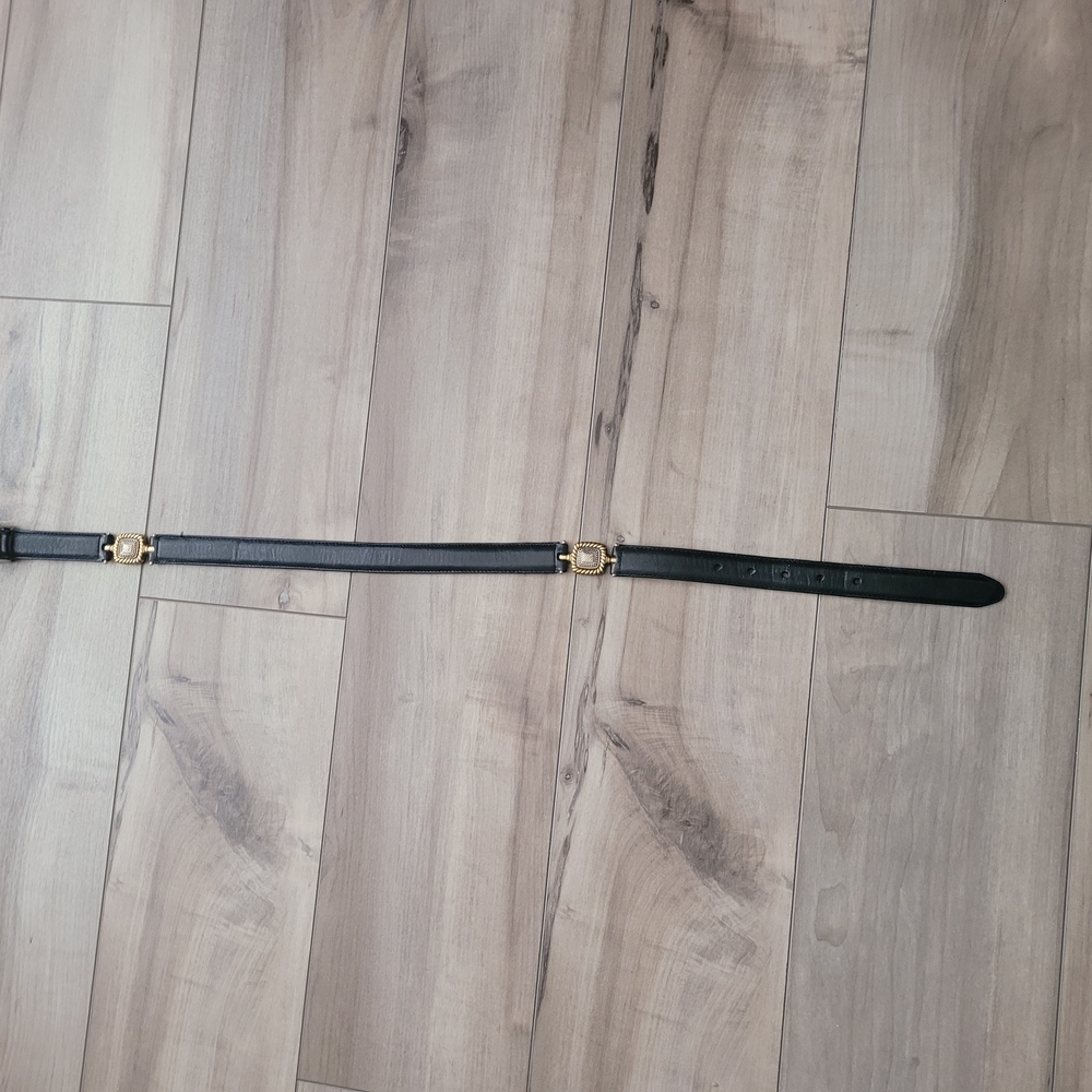 Brighton Black Leather Belt with Gold Buckles